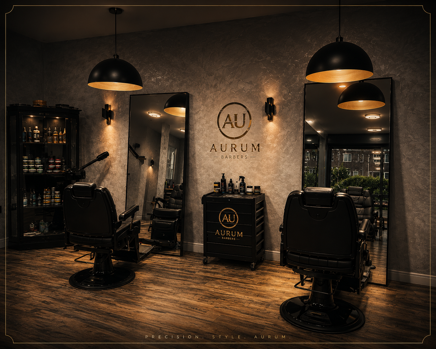Aurum Barbers premium barbershop interior in Davenport Stockport